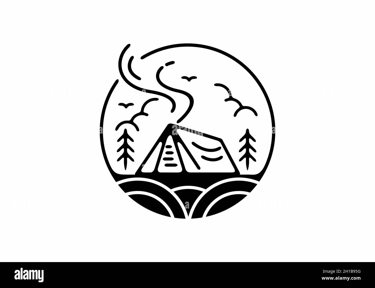 Line art illustration of camping design Stock Vector Image & Art - Alamy