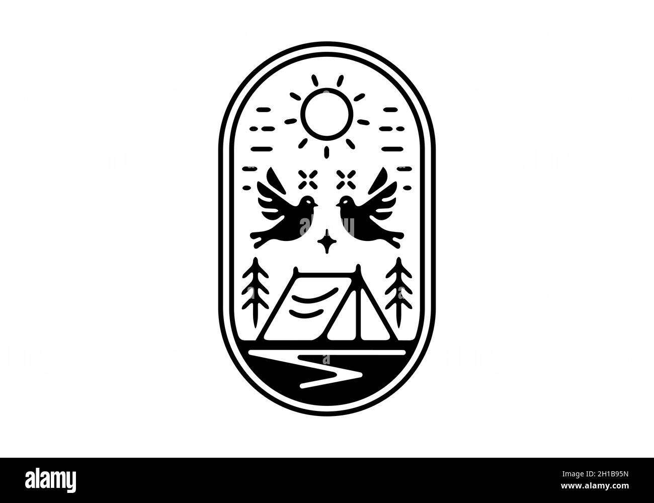 Line art illustration of camping design Stock Vector Image & Art - Alamy