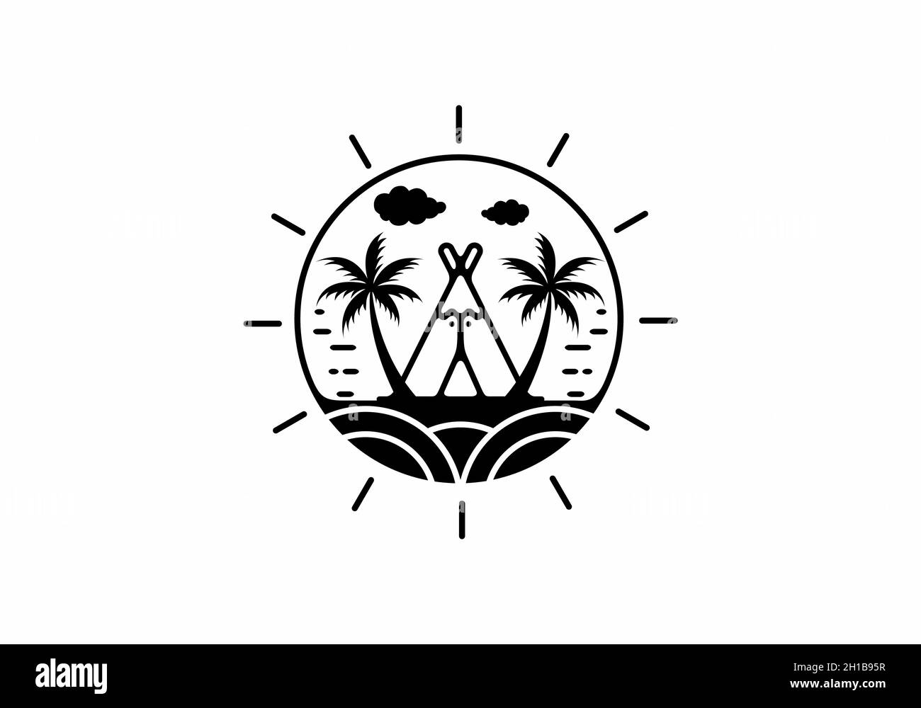 Line art illustration of camping design Stock Vector Image & Art - Alamy