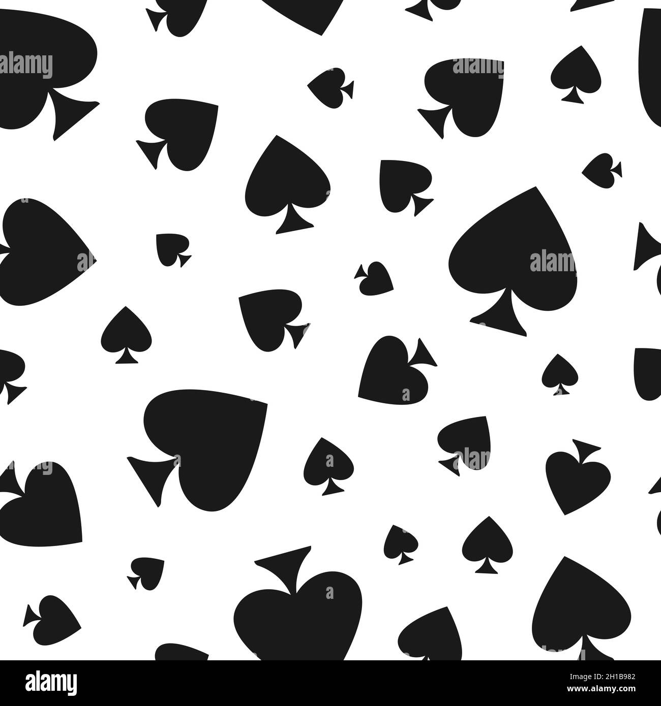 Seamless pattern with spades. Casino gambling, poker background. Alice in wonderland ornament. Fantasy wallpaper. Stock Vector