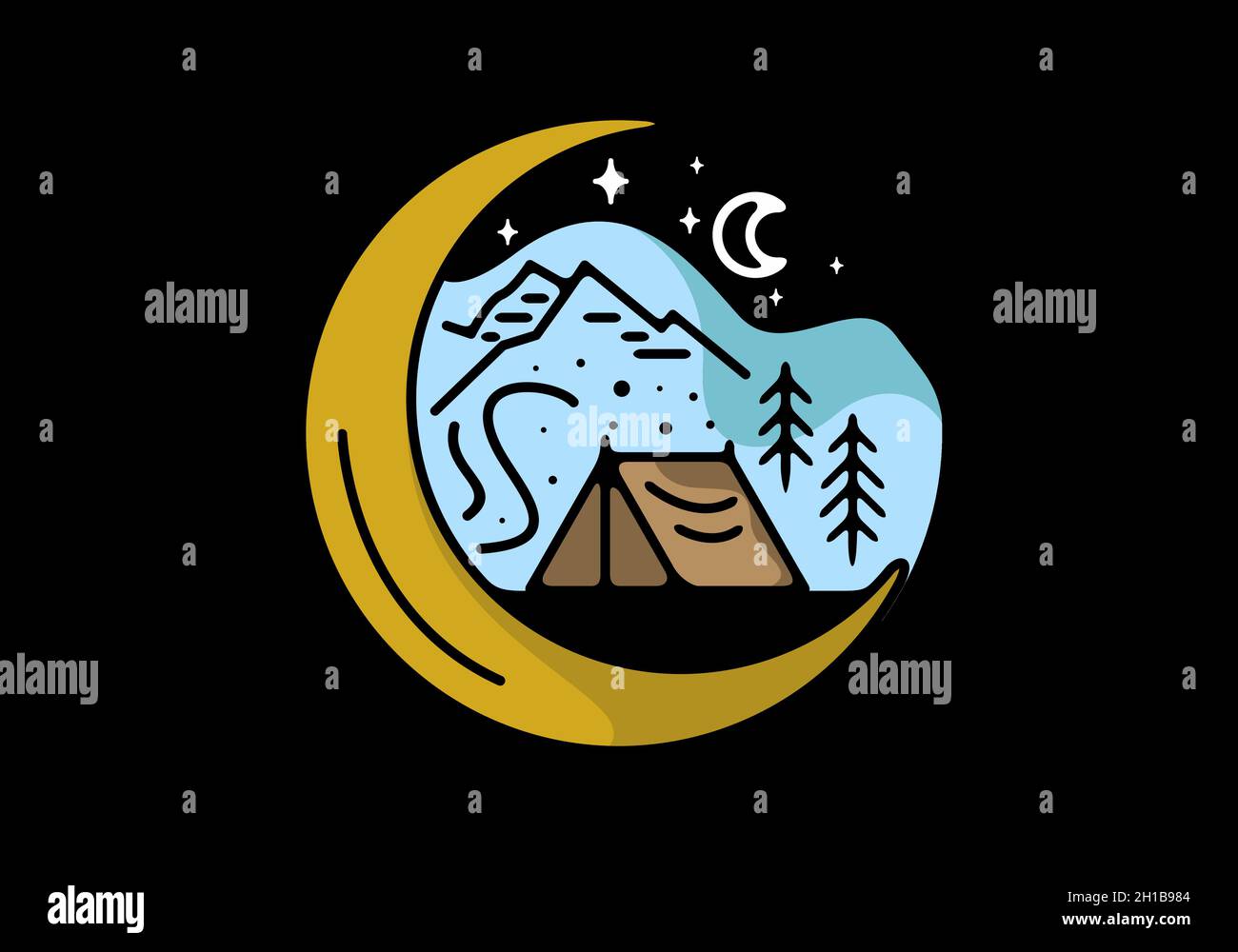 Line art illustration of camping design Stock Vector Image & Art - Alamy