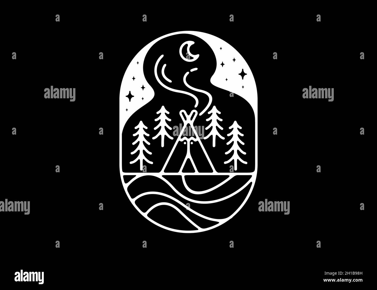 Line art illustration of camping design Stock Vector Image & Art - Alamy