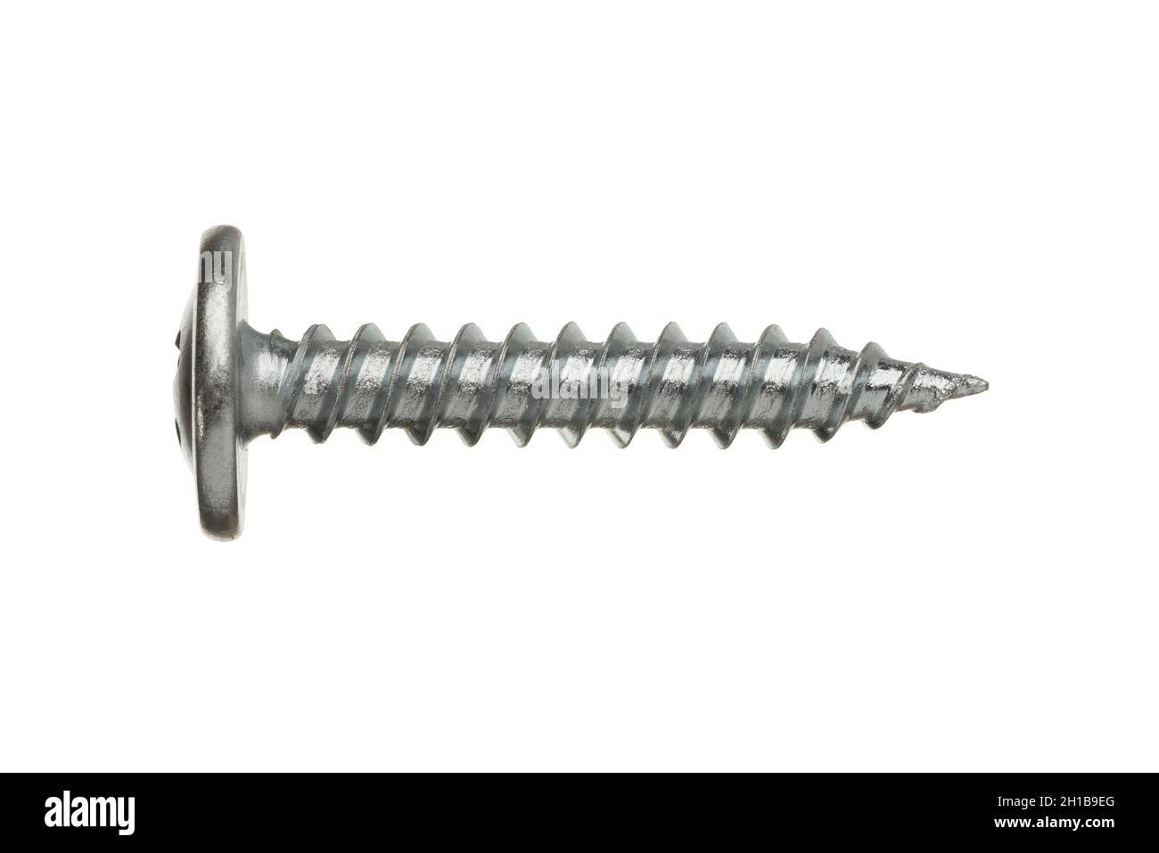 Stainless steel self-tapping screw isolated on white background. Stock Photo