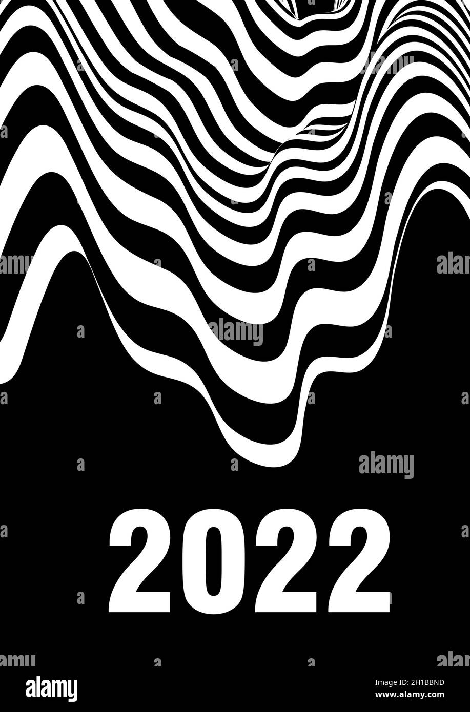 Abstract Wavy Lines Typography 2022. Happy New Year Card Stock Vector Image  & Art - Alamy