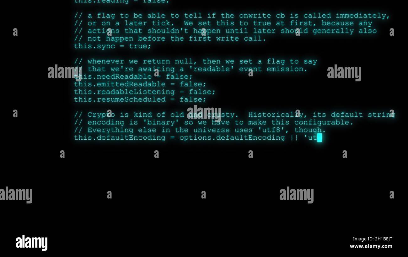 3d illustration - Hacker code running down a computer screen terminal ...