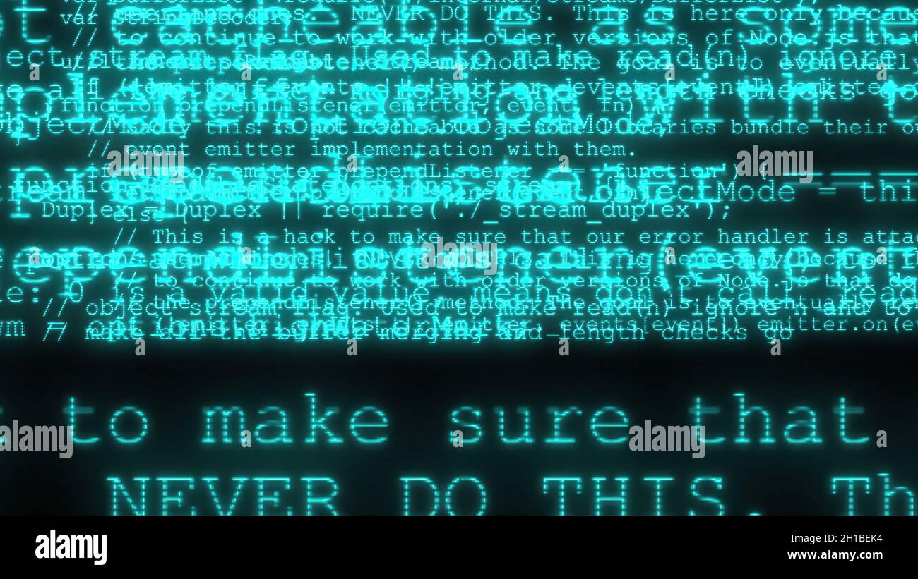 3d illustration - Hacker code running down a computer screen terminal ...