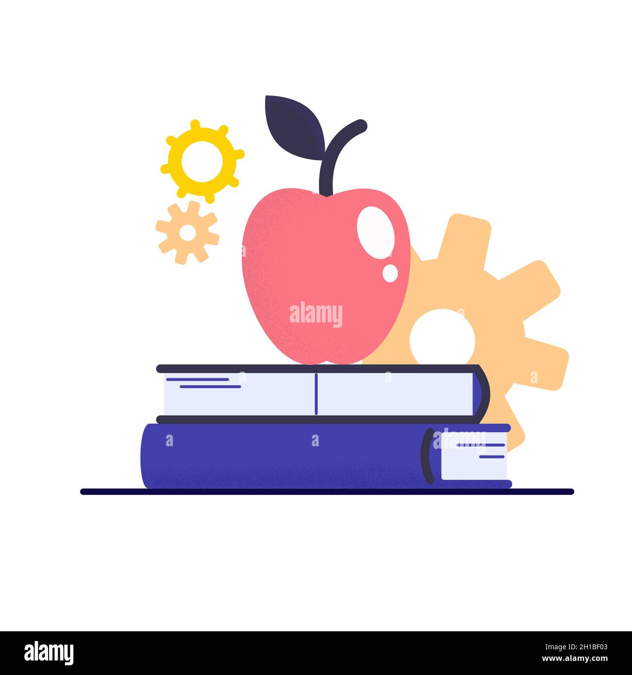 An apple on a stack of books. Education concept. A symbol of learning