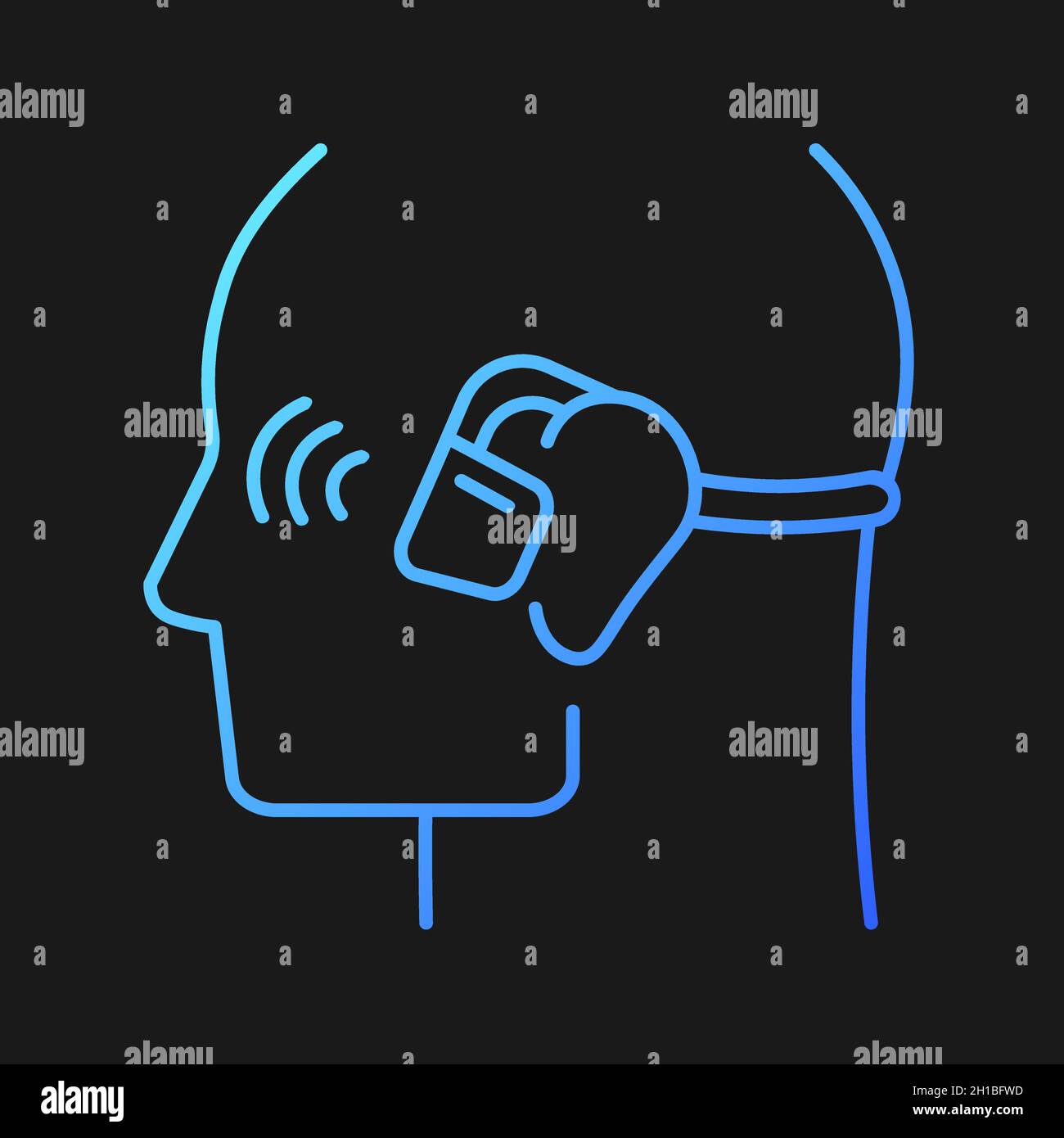 Open ear wireless headphones gradient vector icon for dark theme Stock Vector