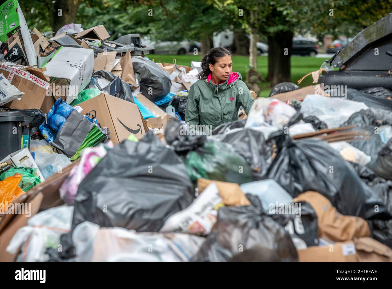 Brighton, October 16th 2021 The refuse workers' strike in Brighton is
