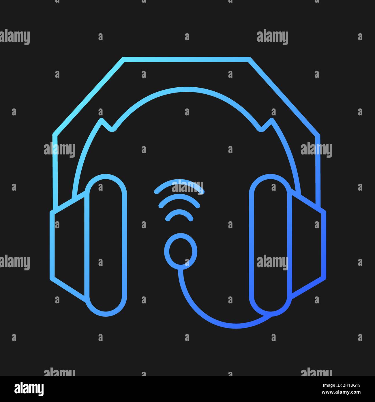Gaming headset gradient vector icon for dark theme Stock Vector