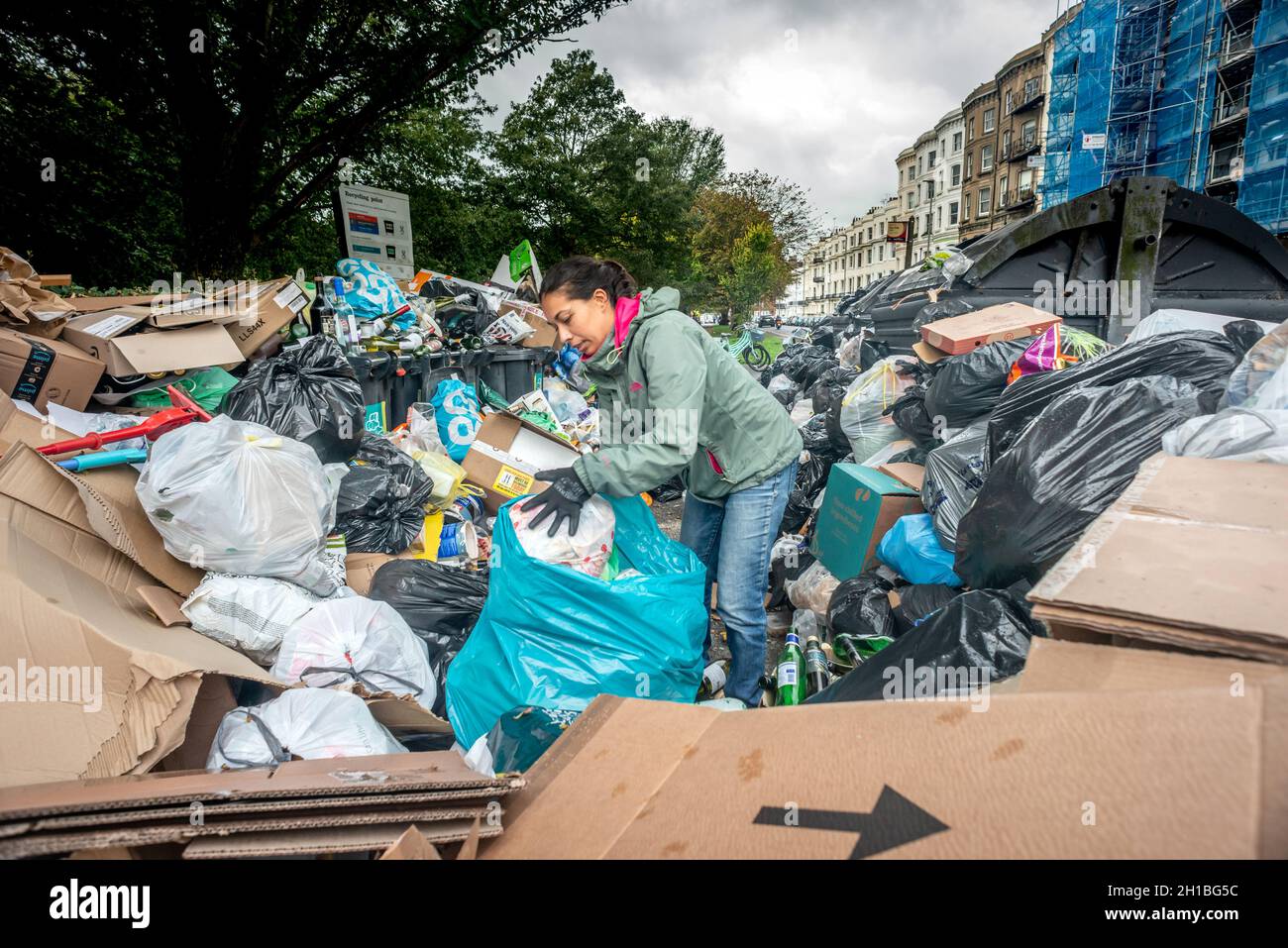 Brighton, October 16th 2021 The refuse workers' strike in Brighton is