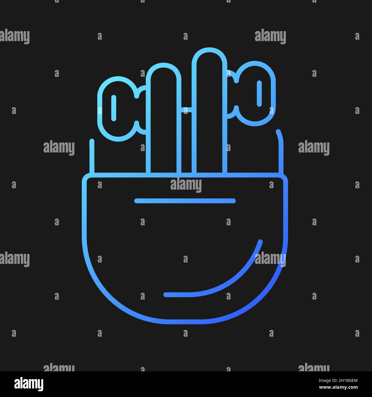 Charging case for wireless earphones gradient vector icon for dark theme Stock Vector