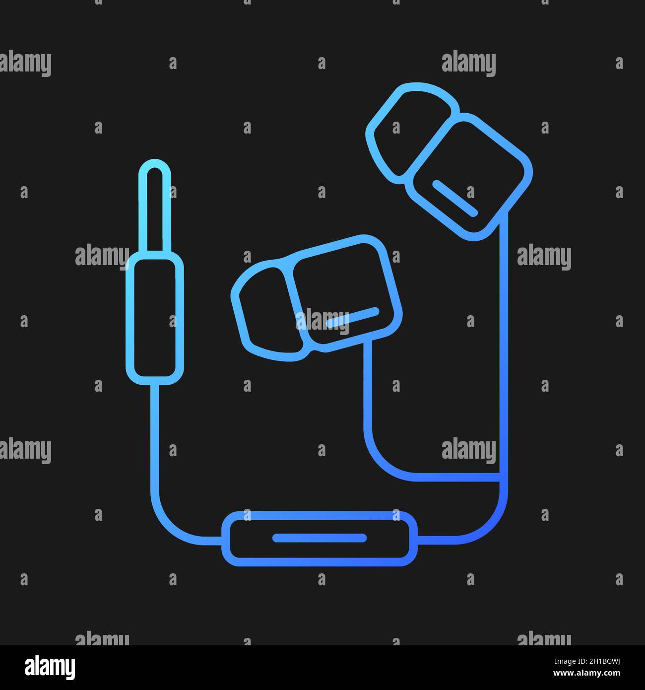 Wired earphones gradient vector icon for dark theme Stock Vector