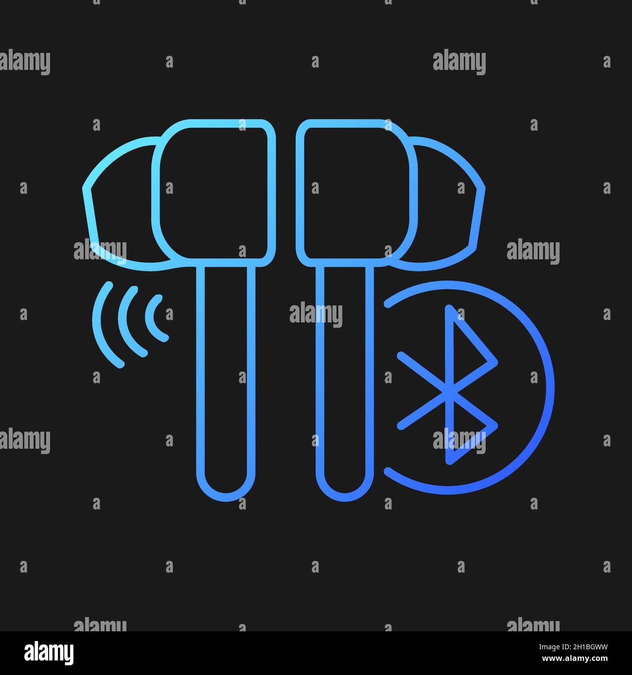 Noise cancelling wireless earphones gradient vector icon for dark theme Stock Vector
