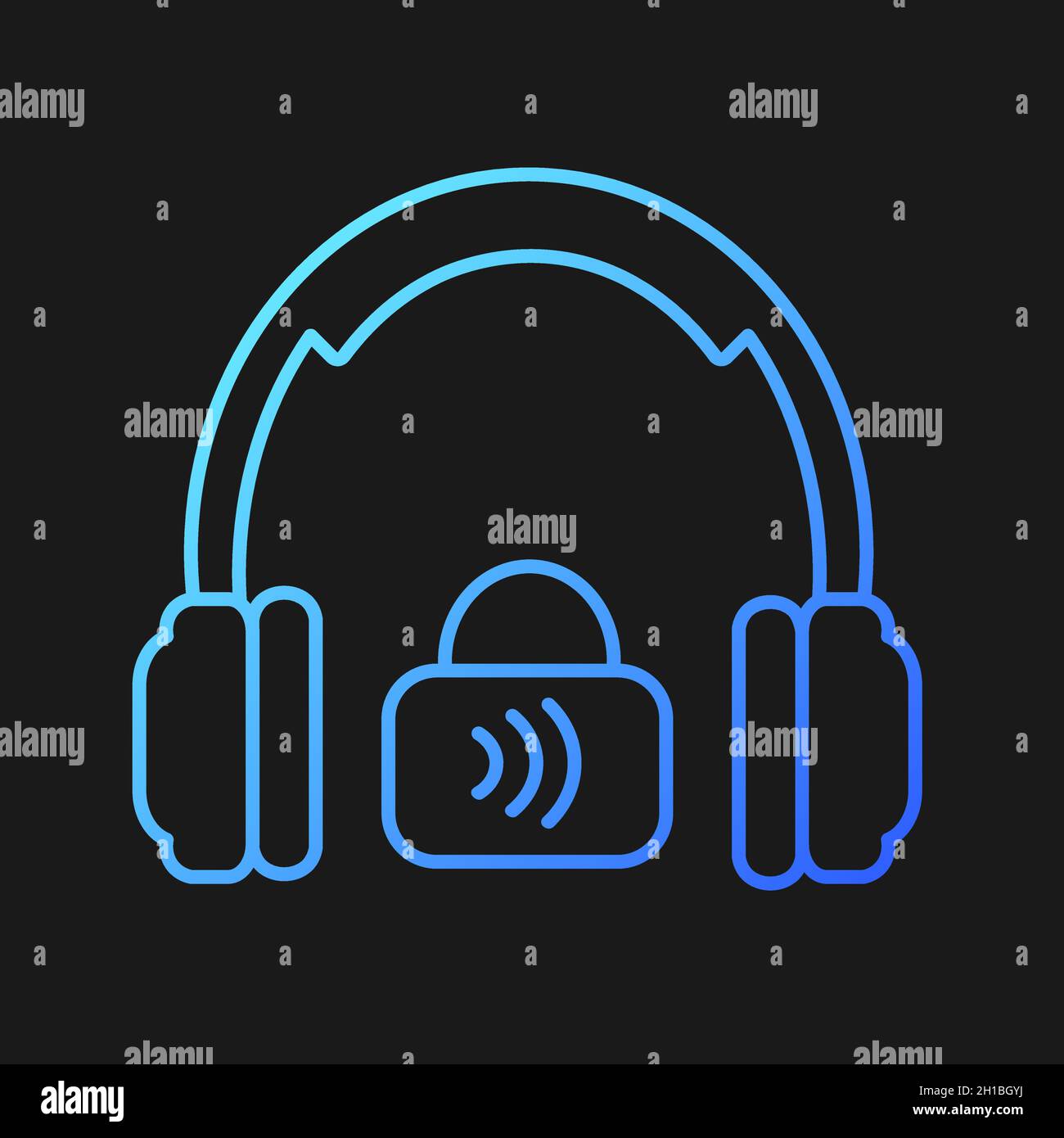 Closed back headphones gradient vector icon for dark theme Stock Vector