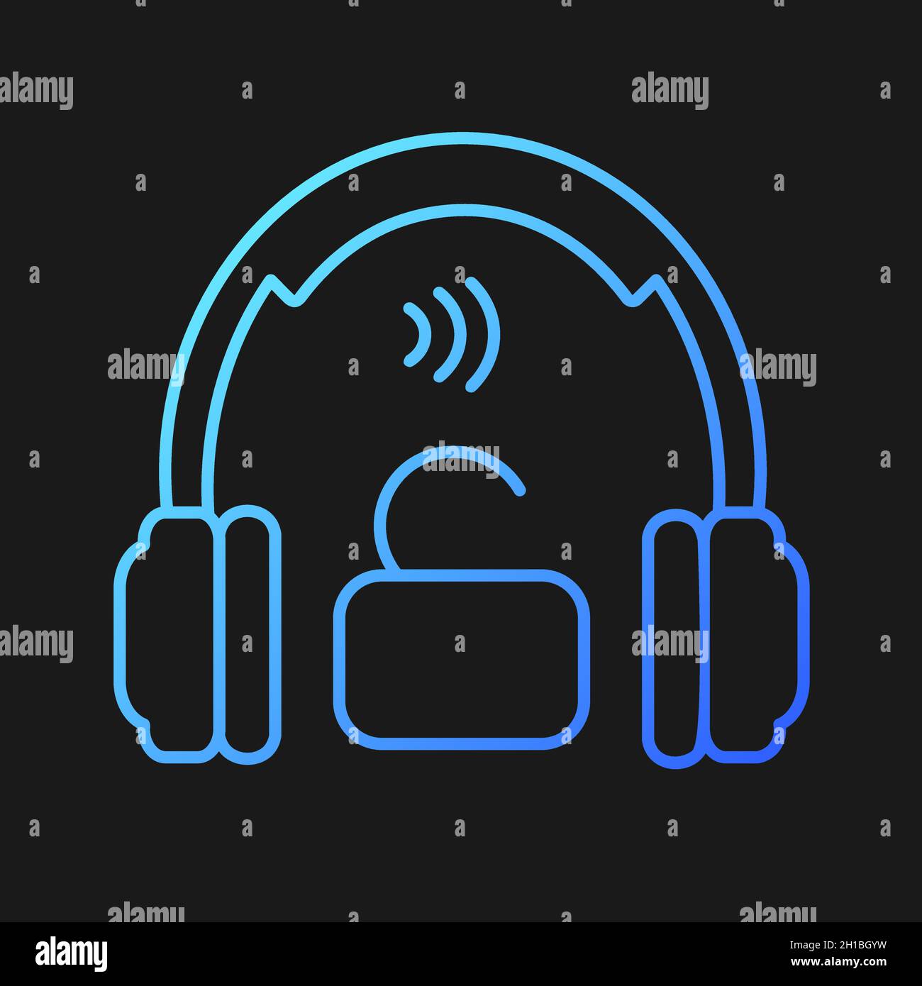Open back headphones gradient vector icon for dark theme Stock Vector