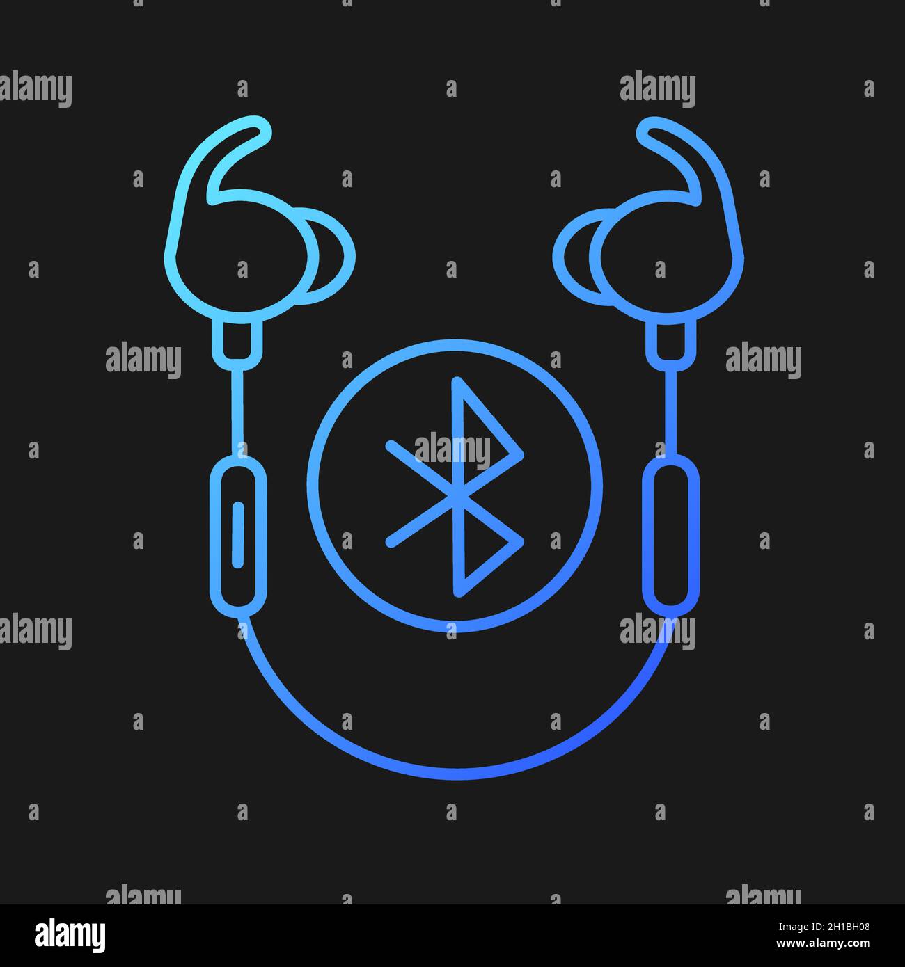 Wireless workout headphones gradient vector icon for dark theme Stock Vector
