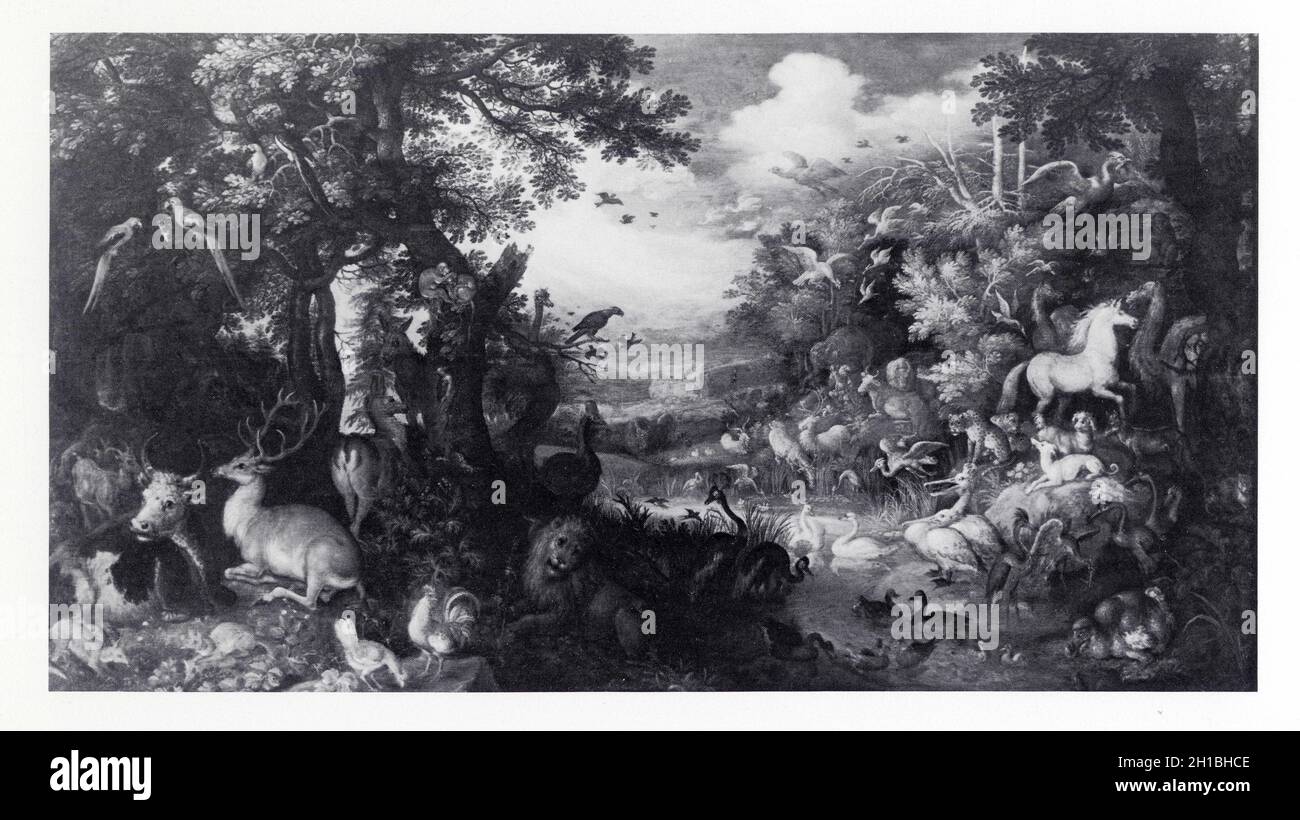 Roelant Savery.1576-1639.Les animaux après le Déluge ou Noé rendant grâce à Dieu,à sa sortie de l'arche.Bois. Stock Photo