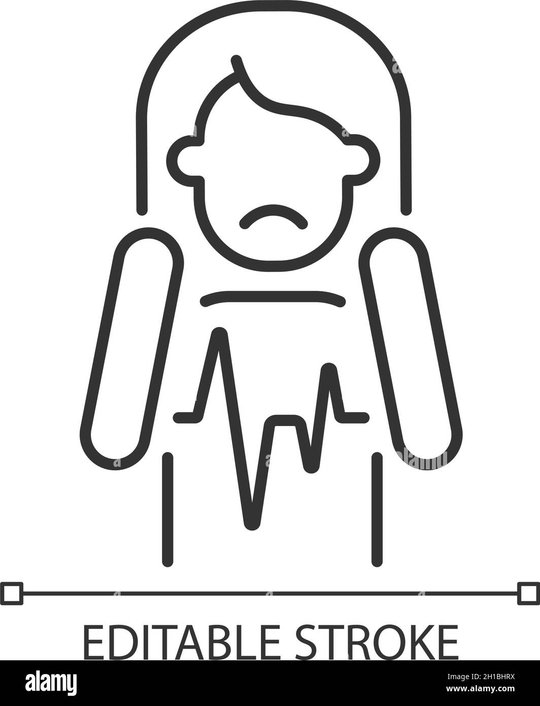 Heart palpitations linear icon Stock Vector