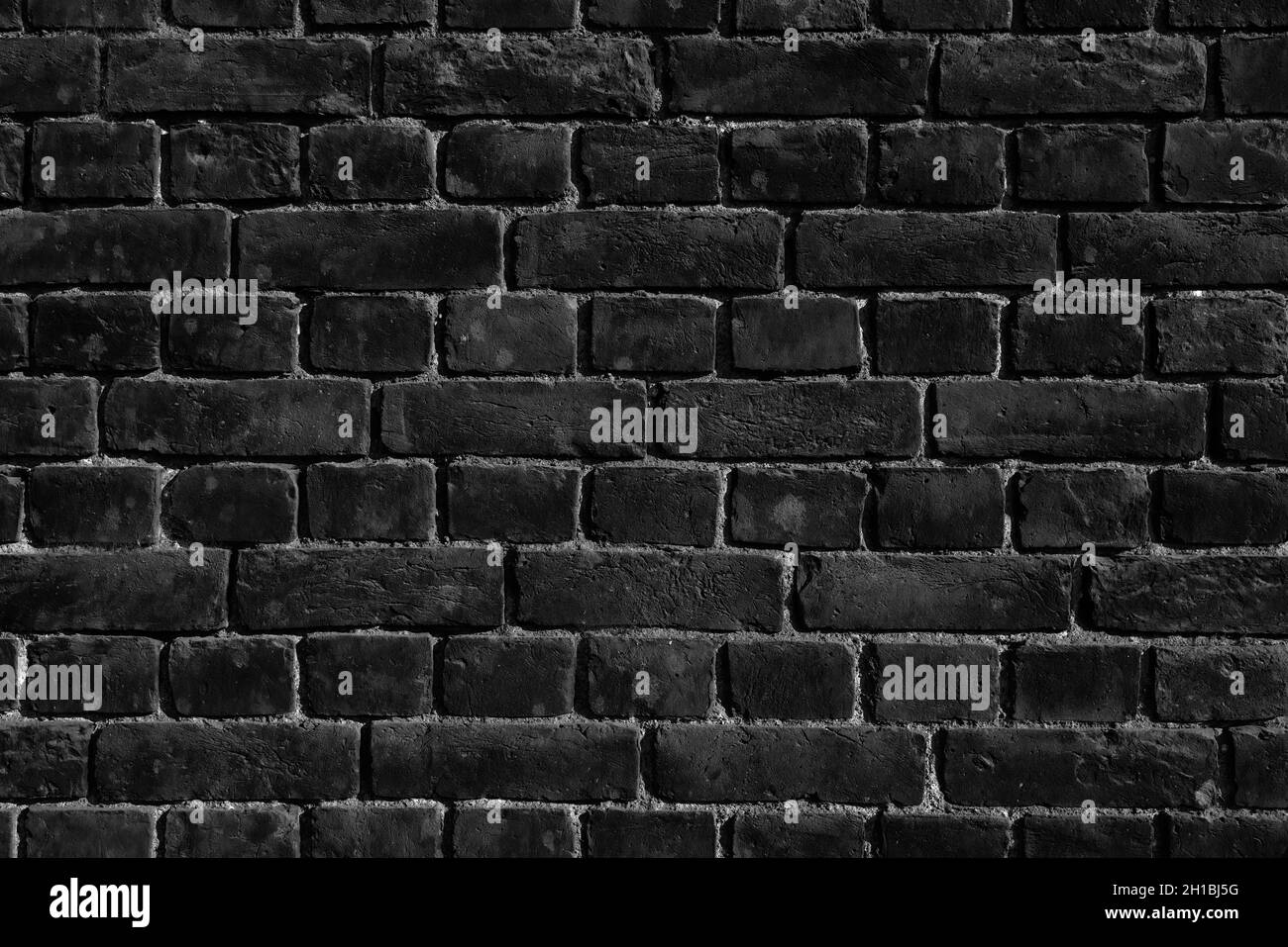 Old Black Brick Wall, Brick wall background texture. Stock Photo