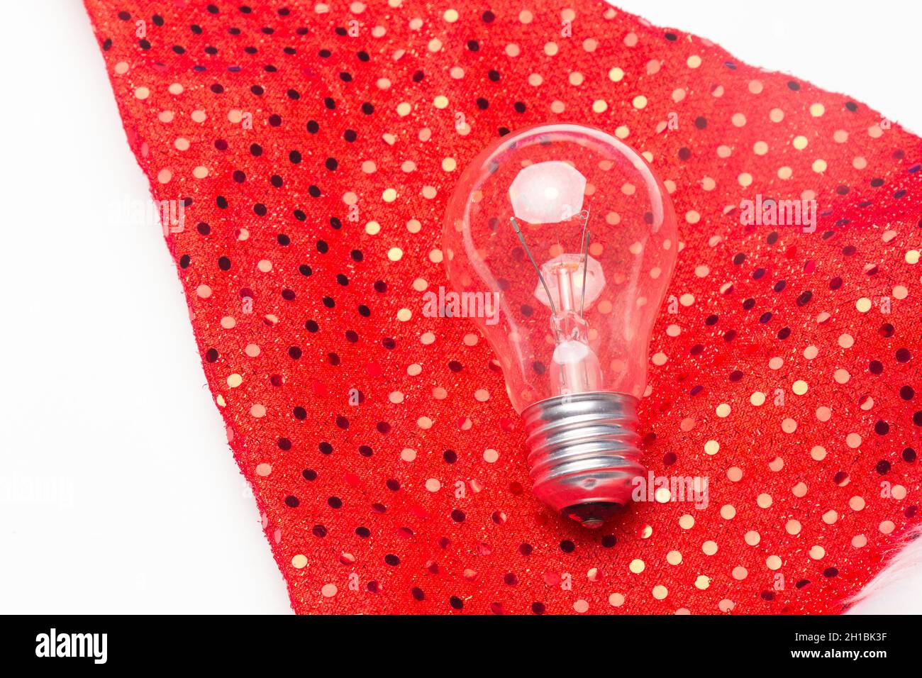 Light bulbs and Christmas decorations. Electricity consumption at