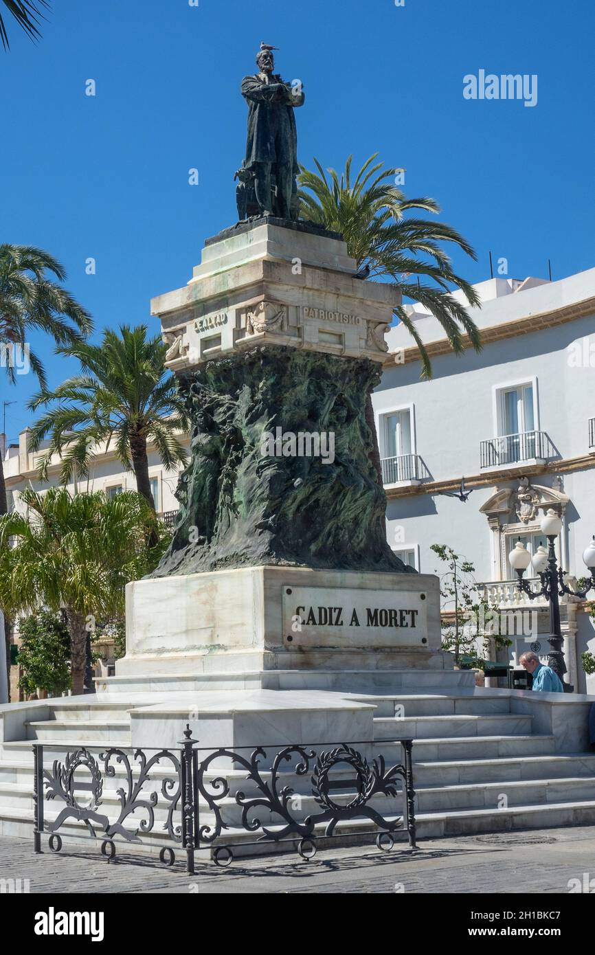 Spain, Andalusia, Cadiz, Moret monument in Plaza San Juan de Dios Stock