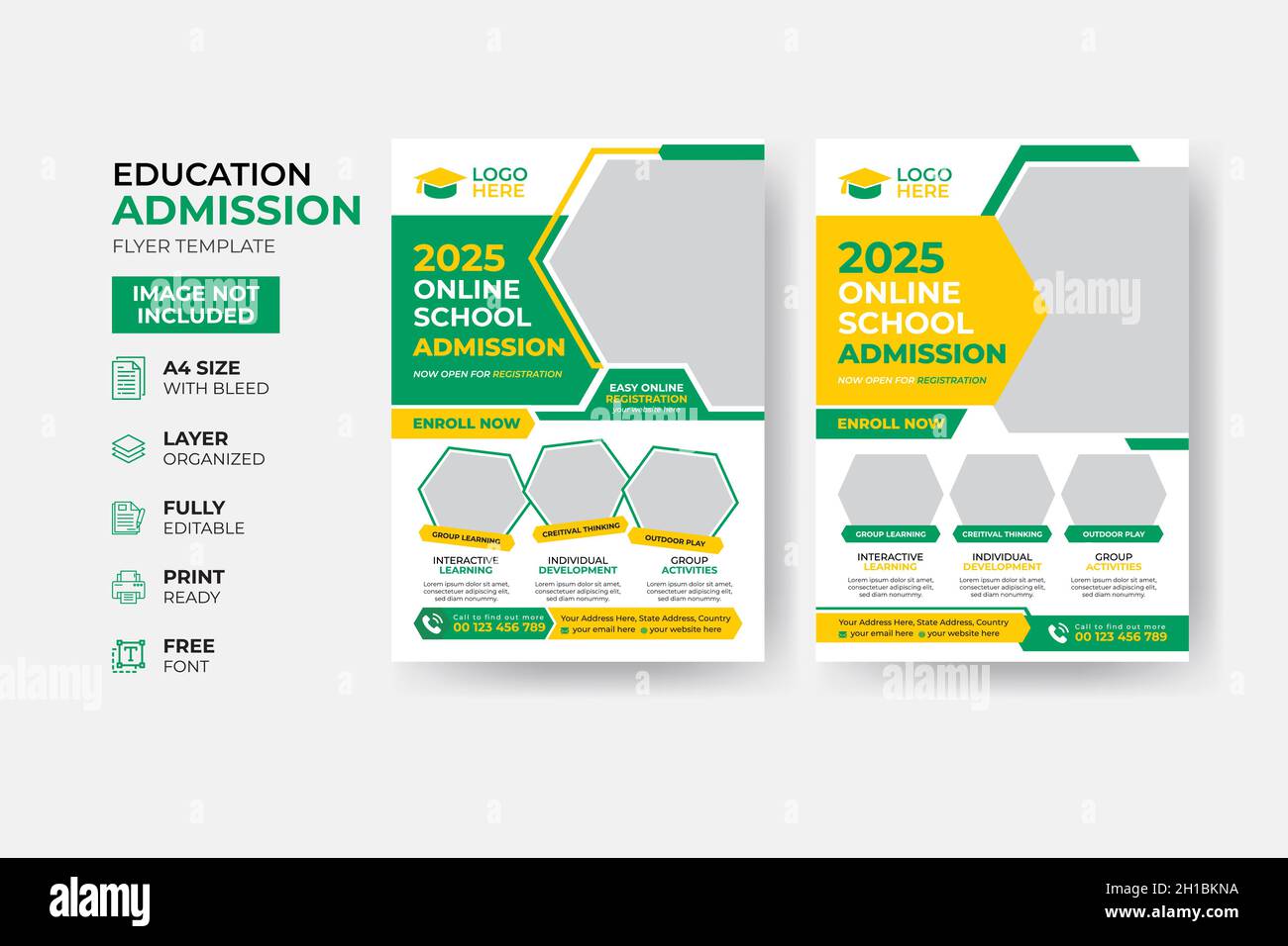 Kids back to school education admission flyer poster layout template ...