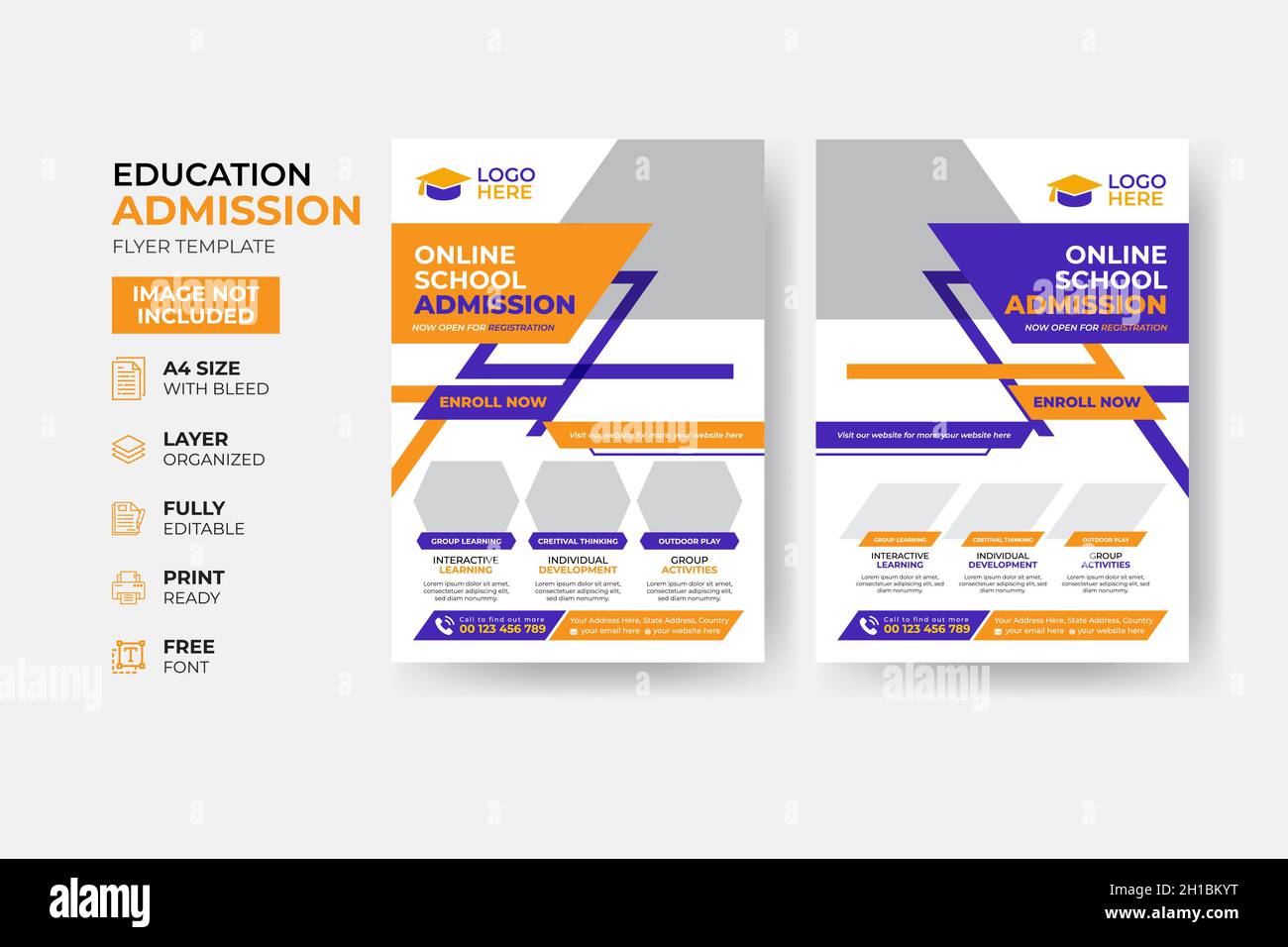 Kids back to school education admission flyer poster layout template ...