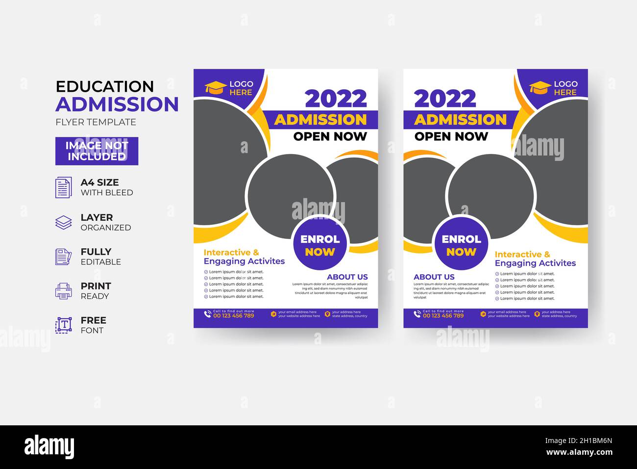 Kids back to school education admission flyer poster layout template ...