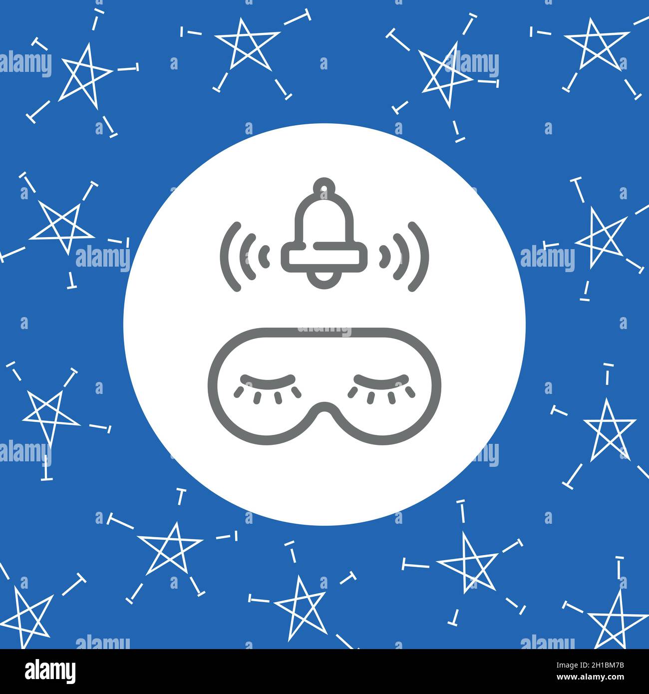 Sleeping eye mask, alarm clock bell sticker Stock Vector