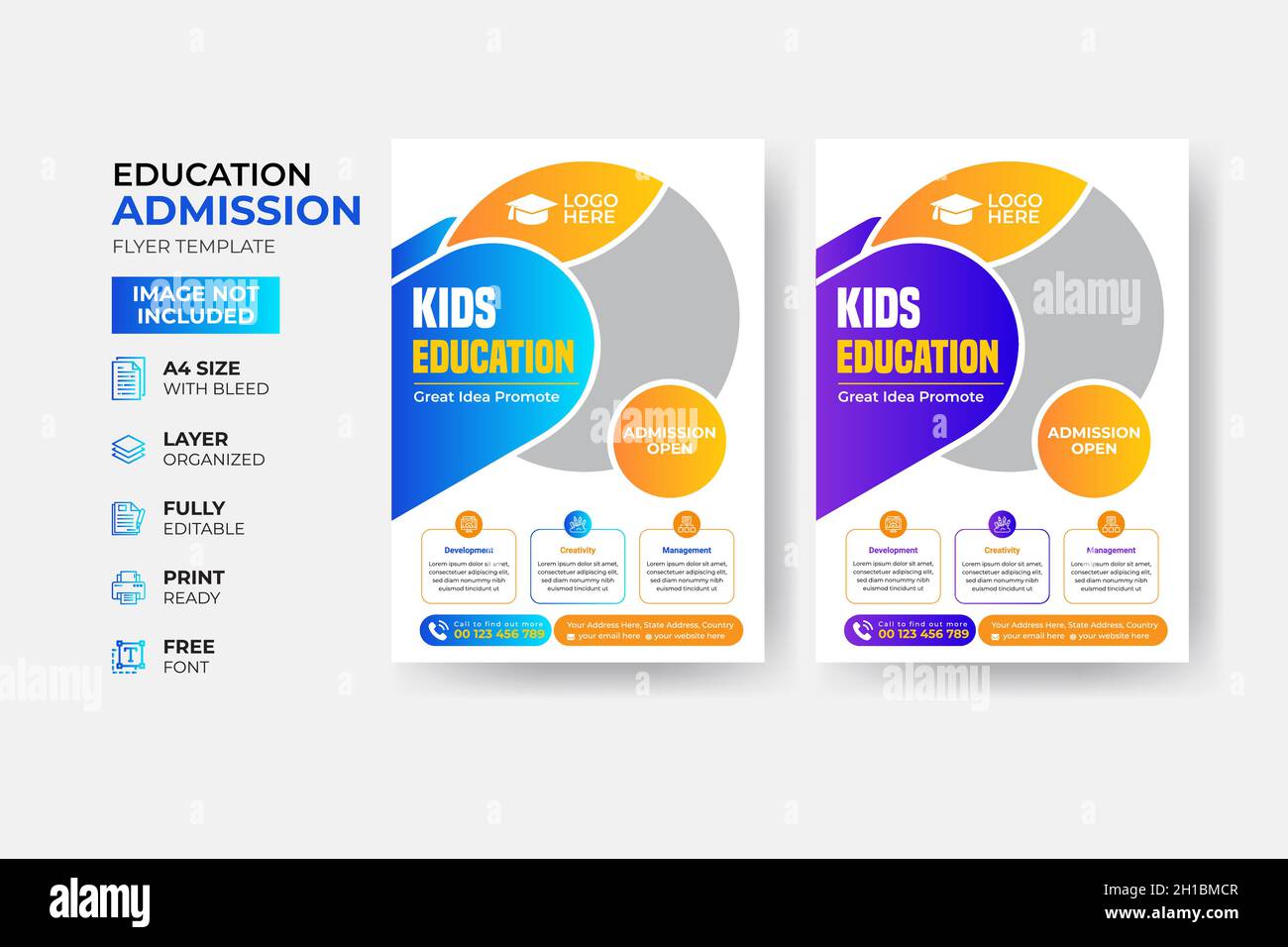 Kids back to school education admission flyer poster layout template ...