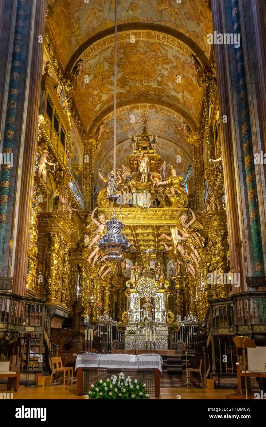 Spain, Galicia, Santiago de Compostela, cathedral, interior, altar Stock Photo