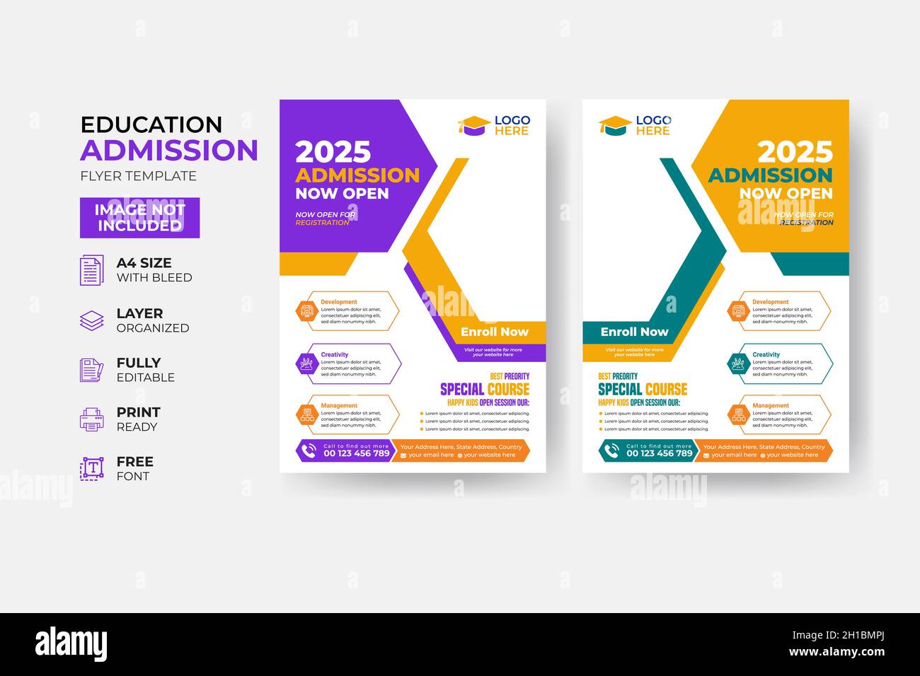 Kids back to school education admission flyer poster layout template ...