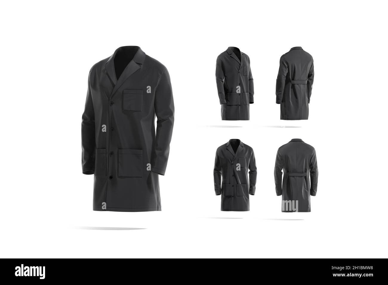 Blank black medical lab coat mock up, different views Stock Photo Alamy