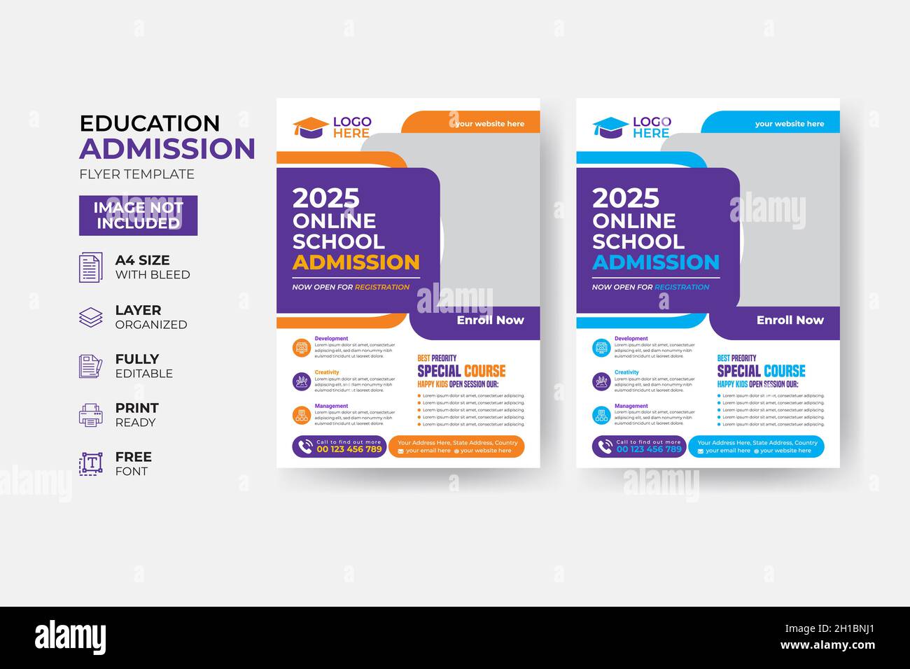 Kids back to school education admission flyer poster layout template ...