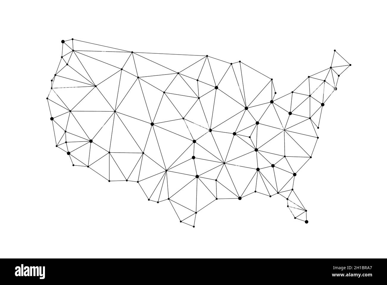 USA connected dots polygon map. Vector United States map polygonal style. Stock Vector