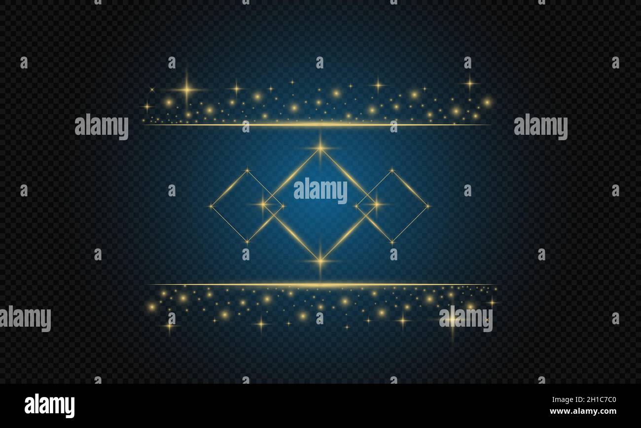 Golden frame shining rectangle light effect vector banner template ...