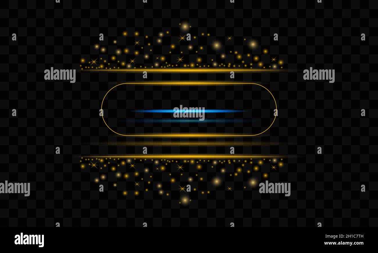 Golden frame shining rectangle light effect vector banner template ...