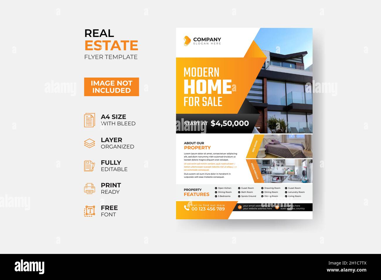 Modern Real Estate Flyer Template Design Stock Vector Image & Art Alamy