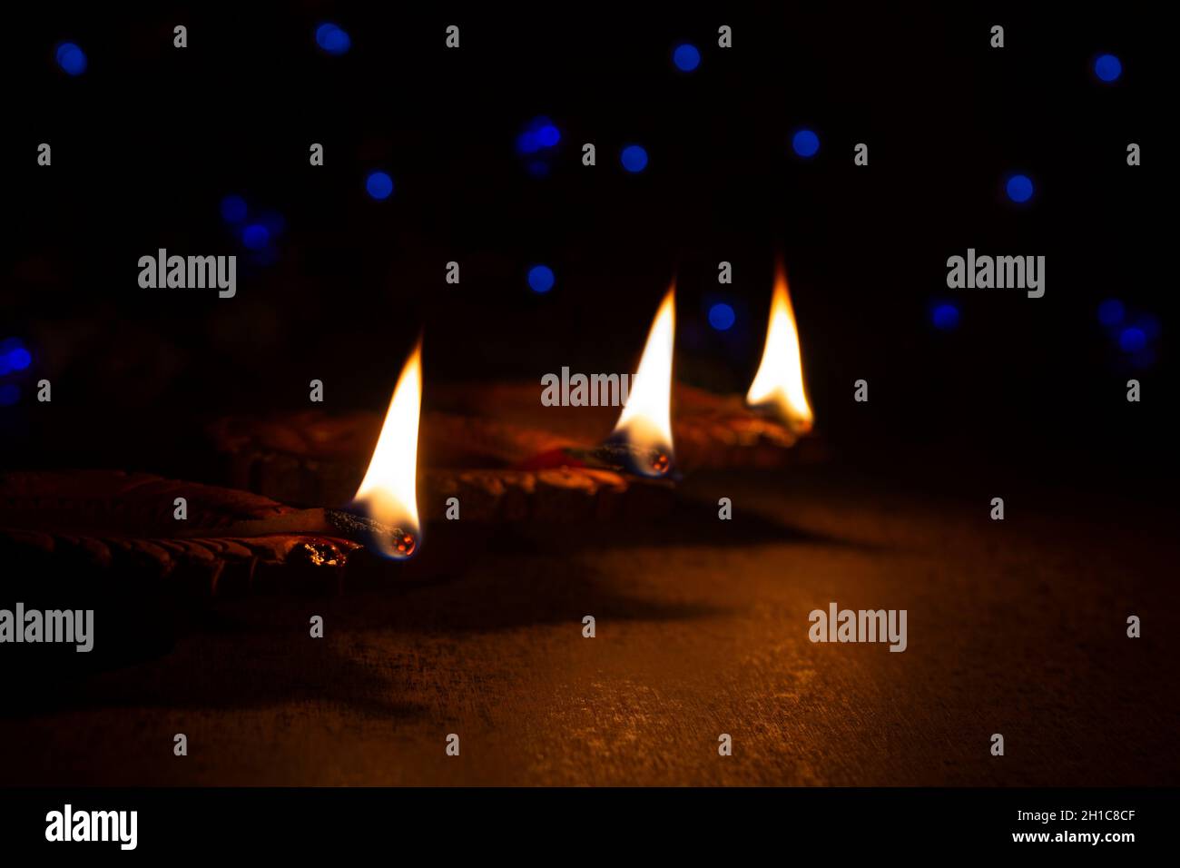 Diwali lights with diyas oil lamps Stock Photo Alamy
