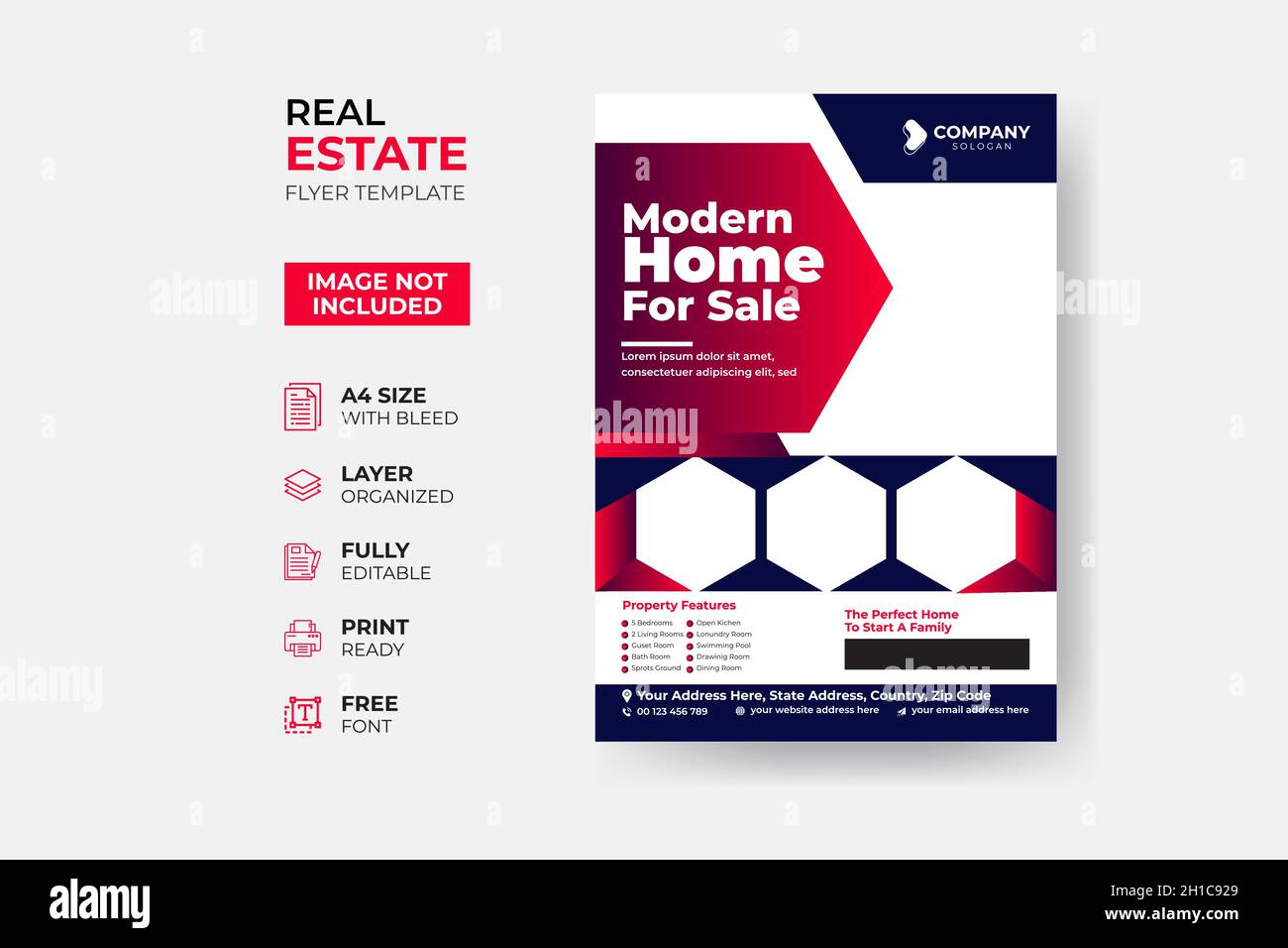 Modern Real Estate Flyer Template Design Stock Vector Image & Art - Alamy