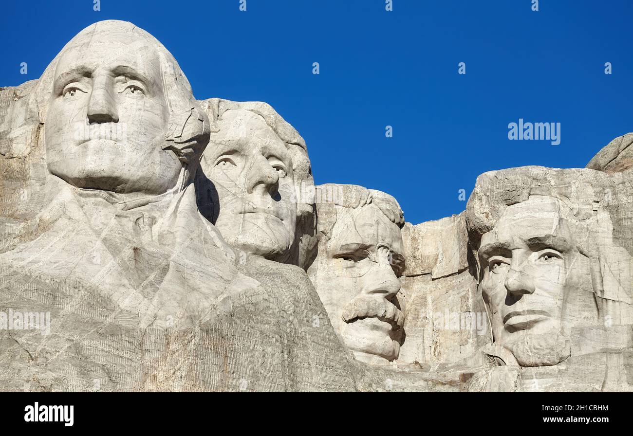 Mount Rushmore National Memorial on a sunny day, South Dakota, USA. Stock Photo