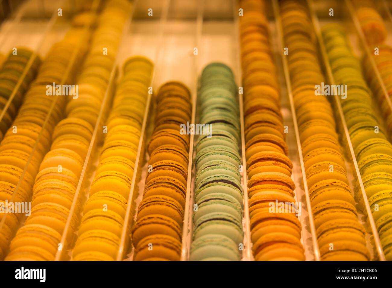 Rows of various sweet macarons in a pastry shop Stock Photo - Alamy