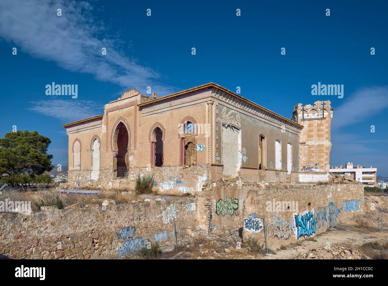 Historic ruins of Villa Giacomina, on the outskirts of the town of Villajoyosa, Costa Blanca in the province of Alicante, Spain, Europe Stock Photo