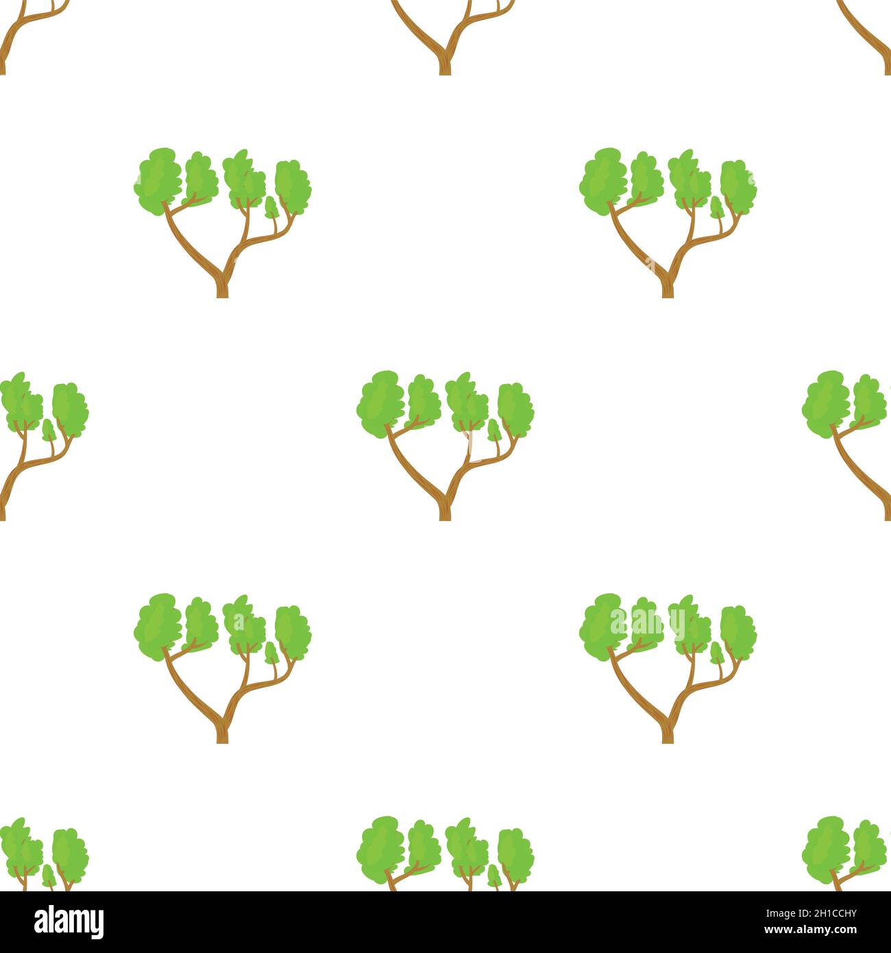 A tree with a spreading green crown pattern seamless background texture ...