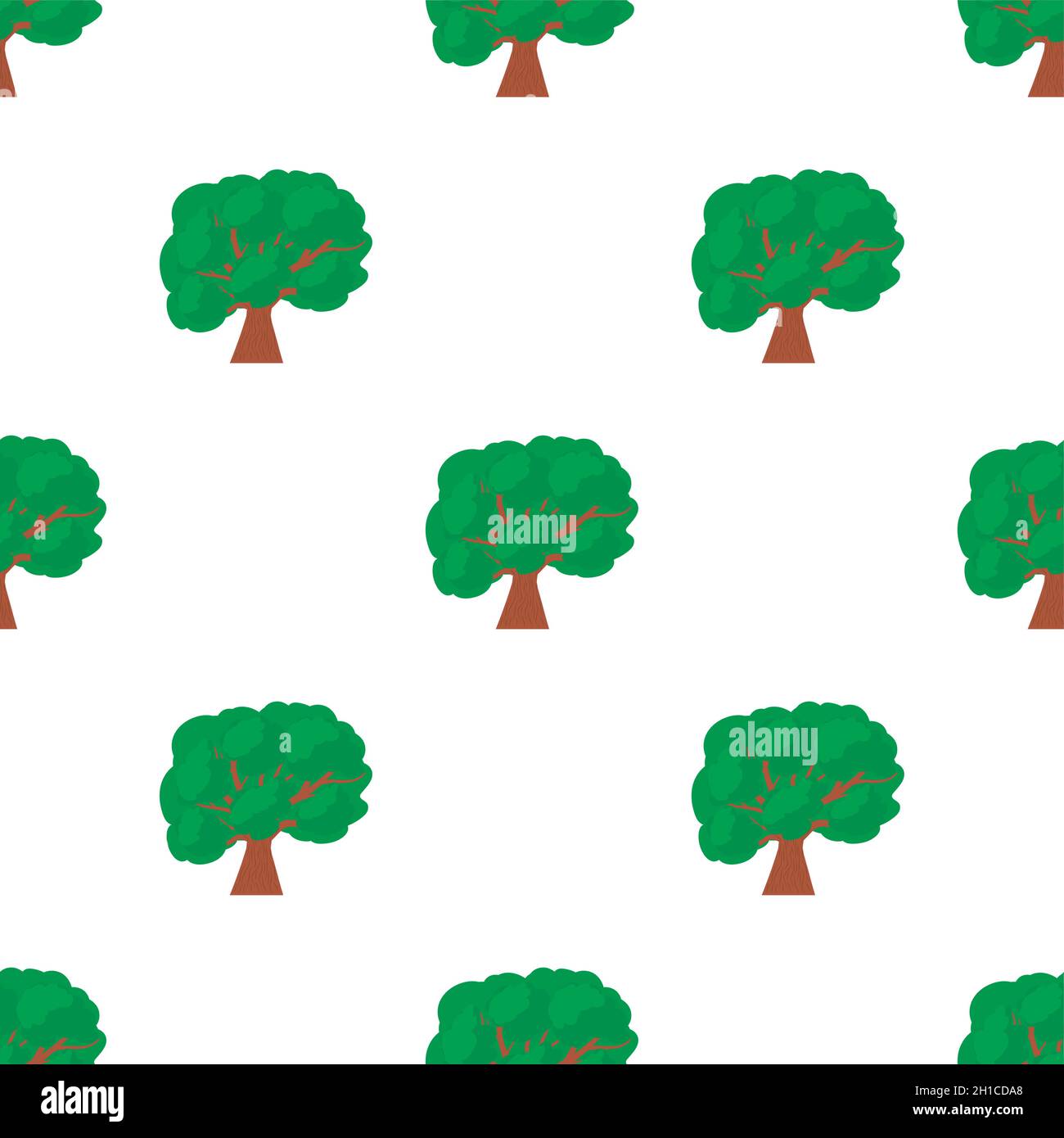 A tree with a spreading green crown pattern seamless background texture ...
