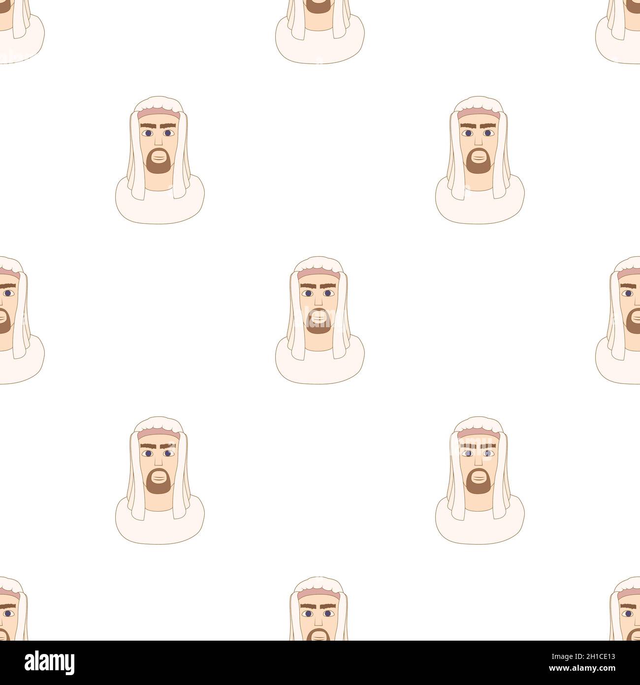 Arabic man in traditional muslim hat pattern seamless background texture repeat wallpaper geometric vector Stock Vector