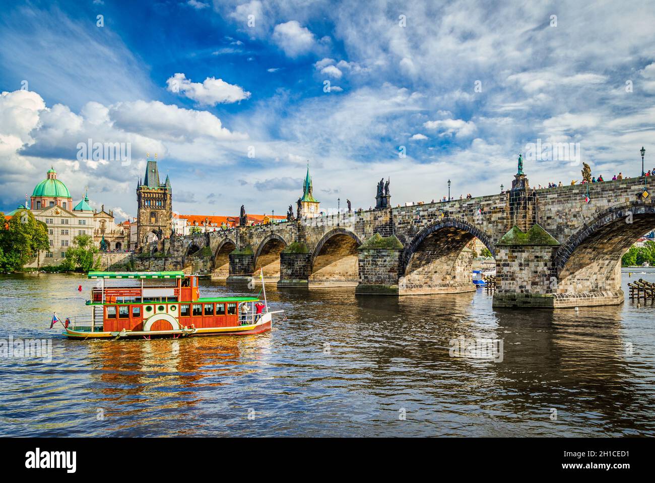 Charles Bridge in Prague, Czech Republic on a sunny day Stock Photo