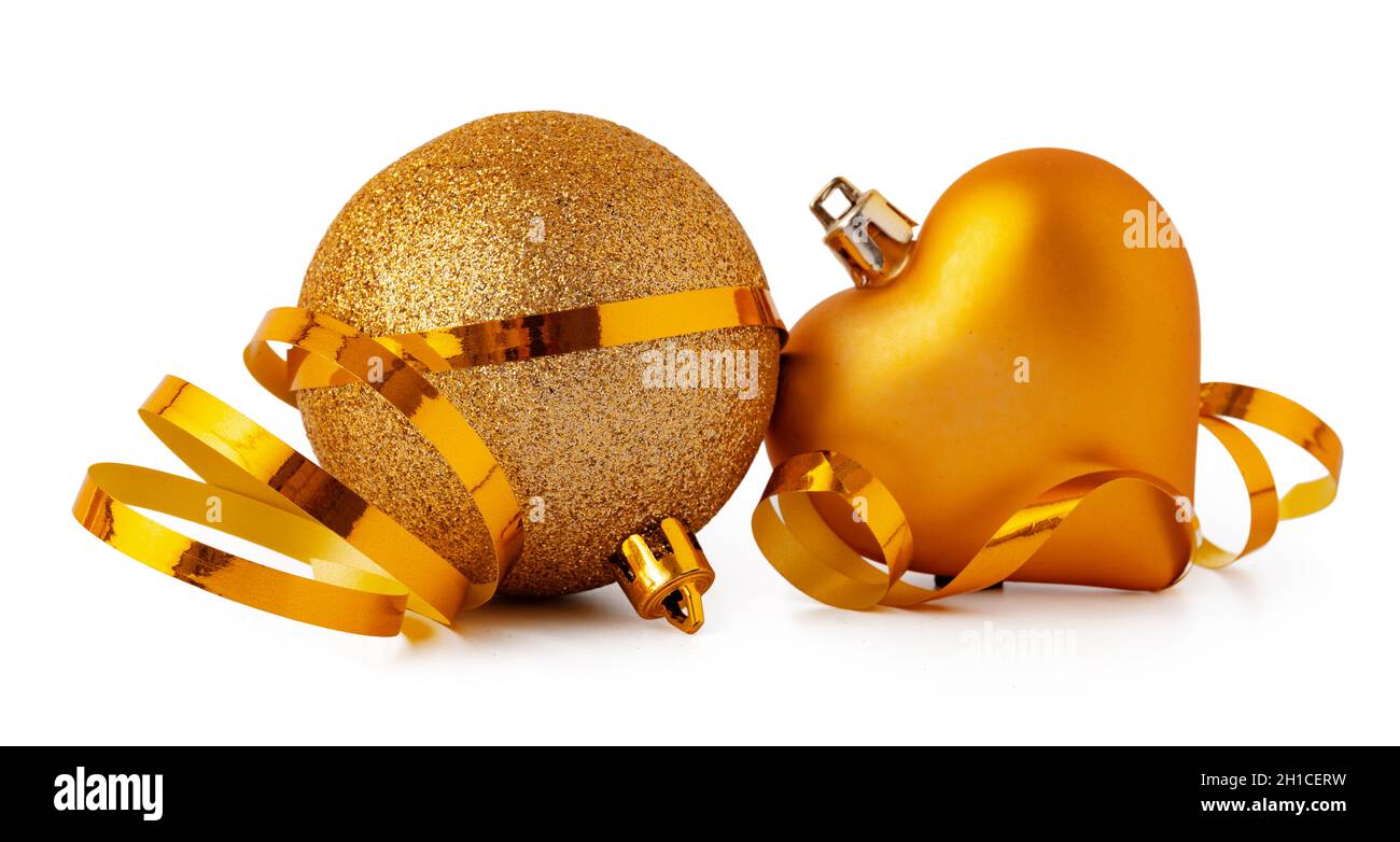 Gold sparkling Christmas bauble isolated on white background Stock ...