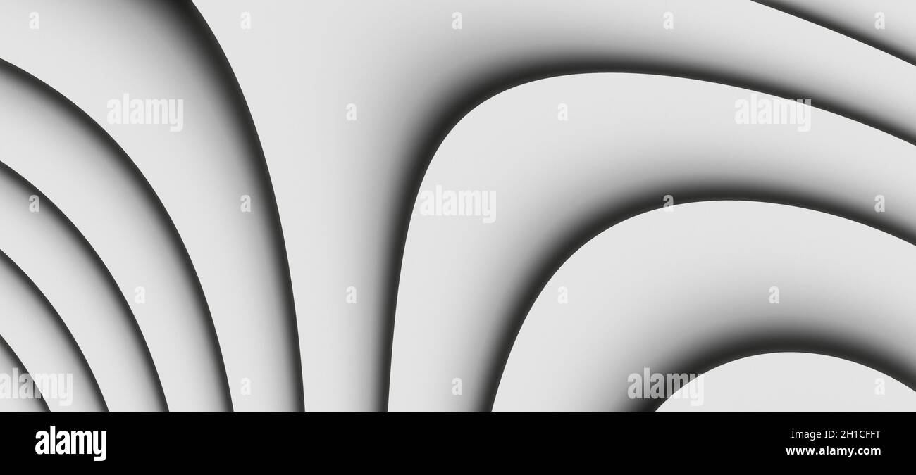 Abstract layered background with curves of monochrome grey color Stock Photo